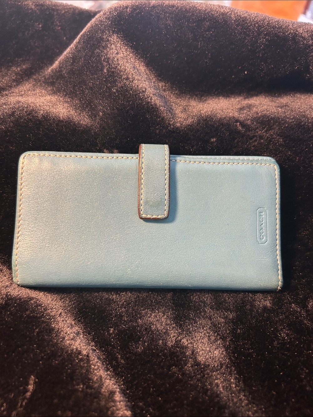 Coach Teal Leather Snap Wallet